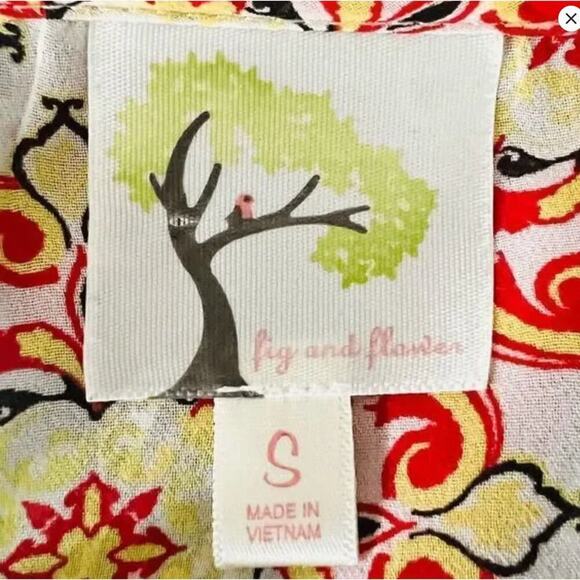 Fig and Flower Peasant Top Floral Sheer Boho Size Small - Picture 7 of 10